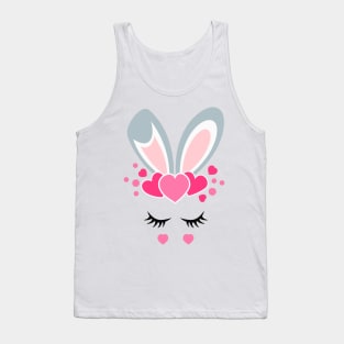 Girls Women Teens Easter Bunny Face Easter Egg Hunt Tank Top